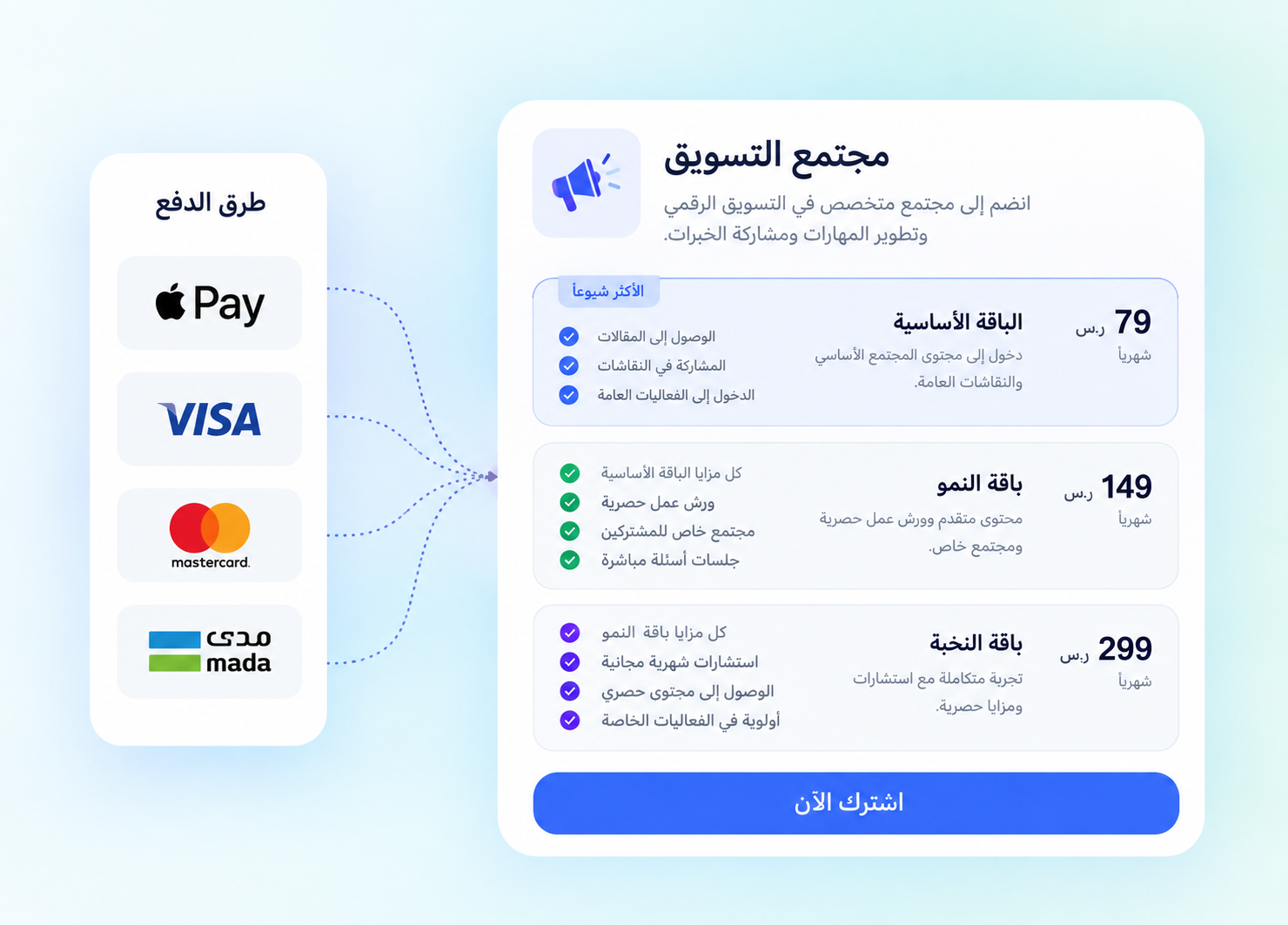 تصميم واجهة الاشتراك التجريبي في مدار